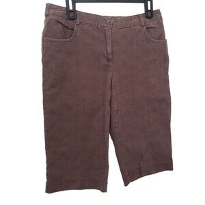 CounterParts Capri Pants Brown With Embroidery Size 12P Cotton/Spandex